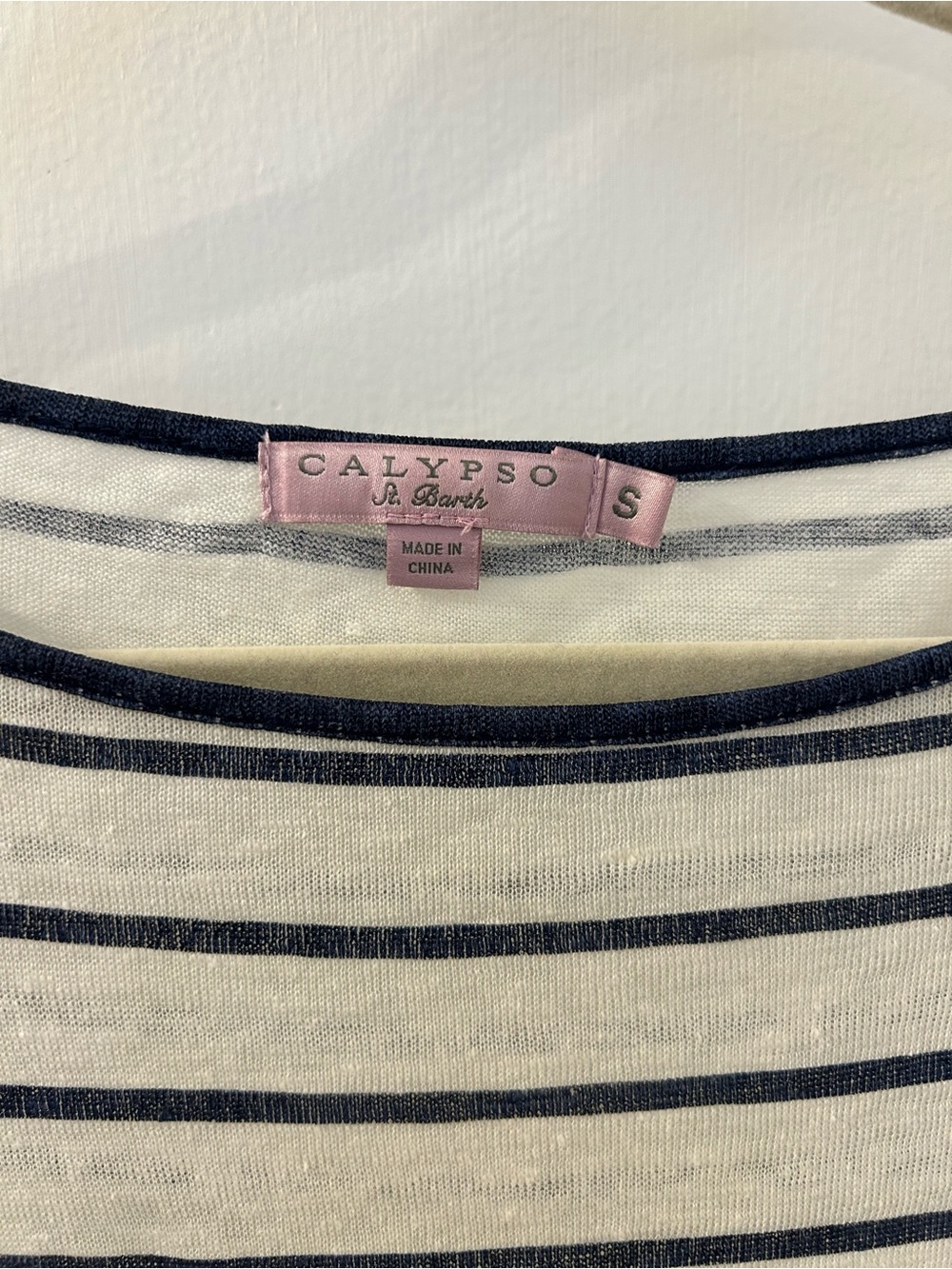 Calypso St. Barth Striped Maxi Dress in White, Navy & Multicolor Bands - Picture 4 of 5